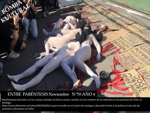 Bomba Kultural manifestantes desnudos pintados de blanco
